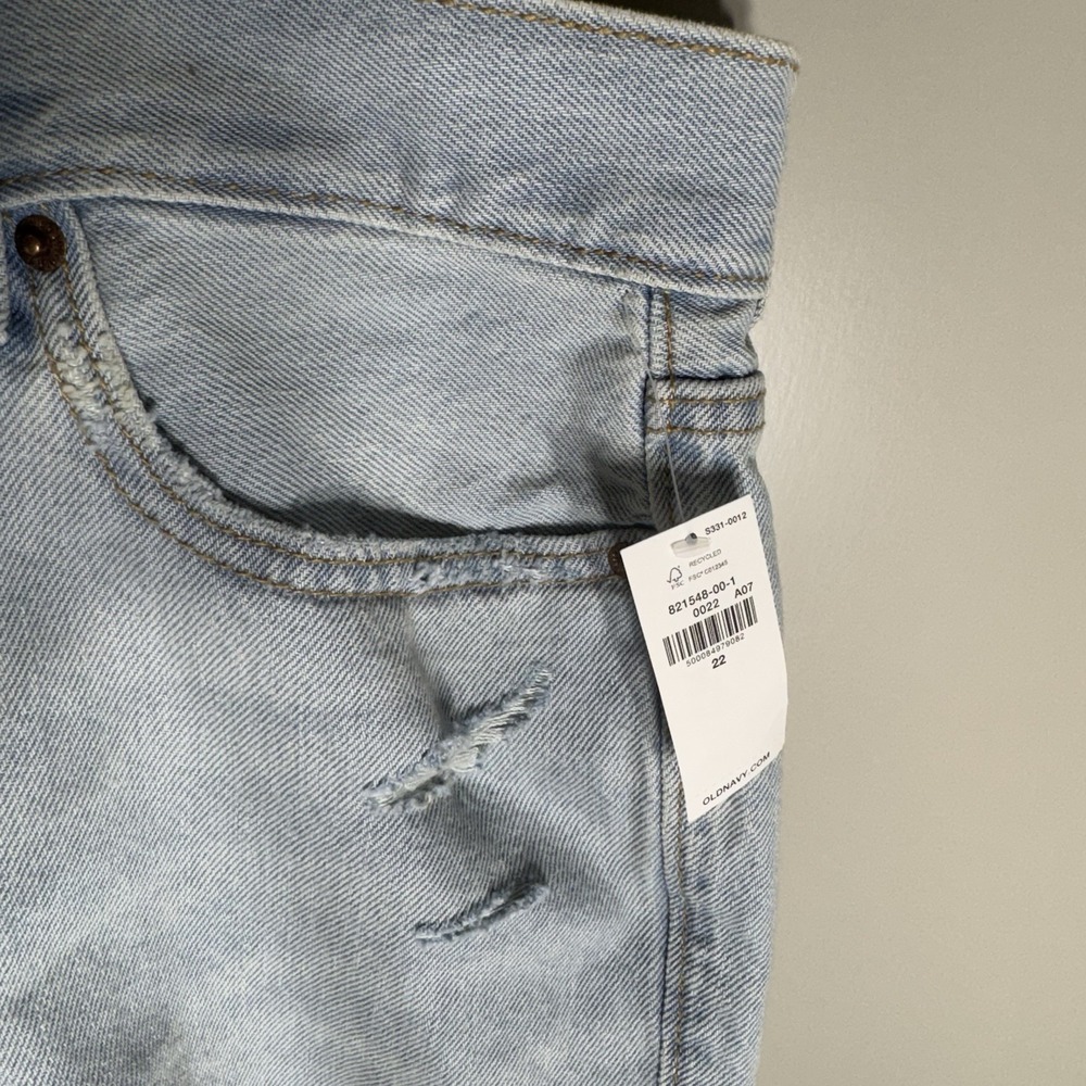 Old Navy Slouchy Straight Denim Shorts Womens Size 22 High Rise Distressed NEW - Picture 4 of 6